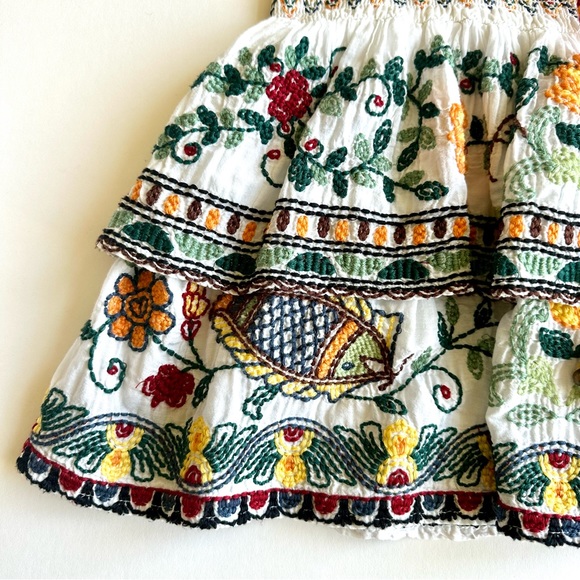 ❌DONATED❌ ZARA White & Multi-Colored Embroidered Skirt with Elastic Waistband - Picture 8 of 12